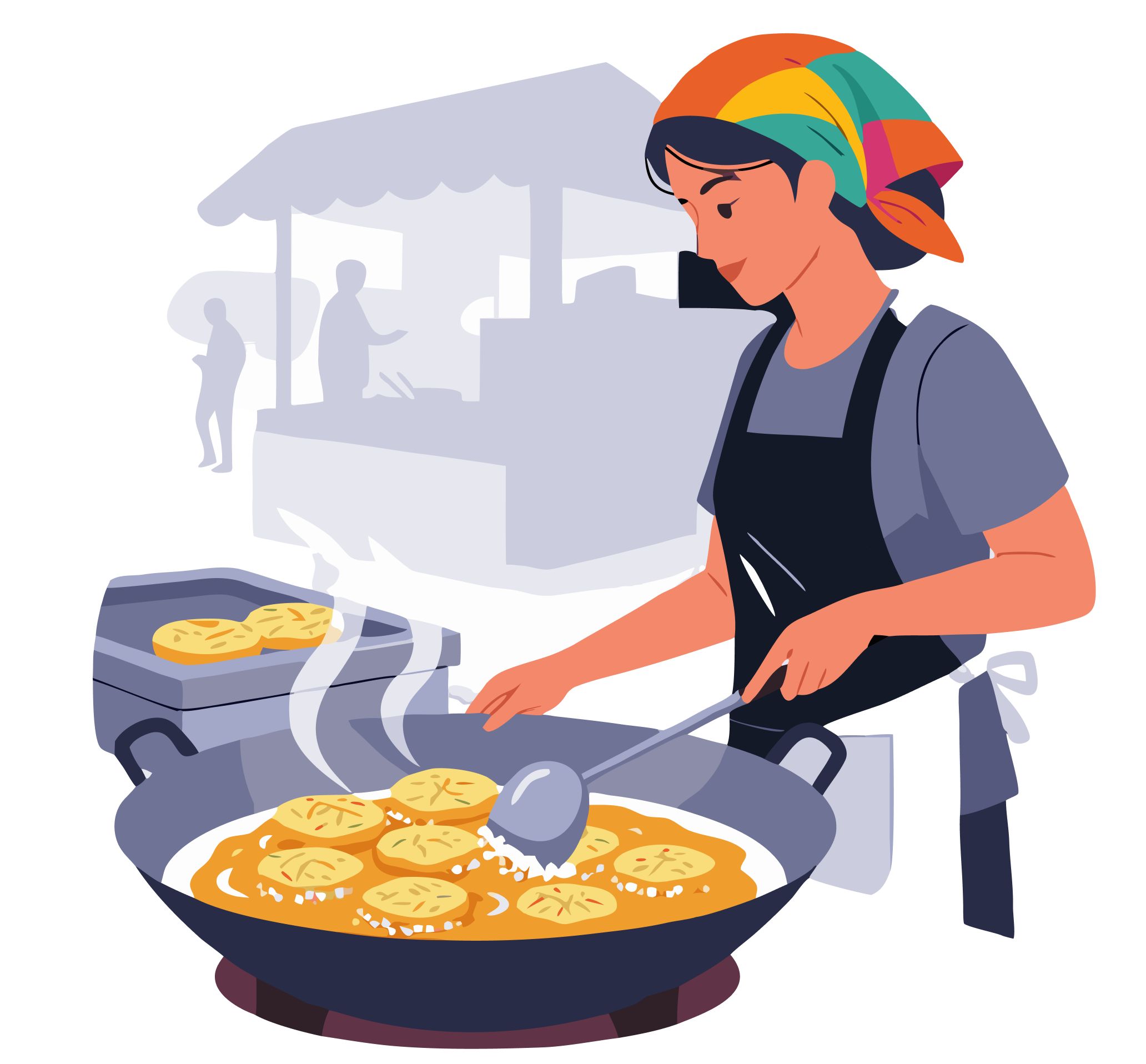 Vendor cooking food